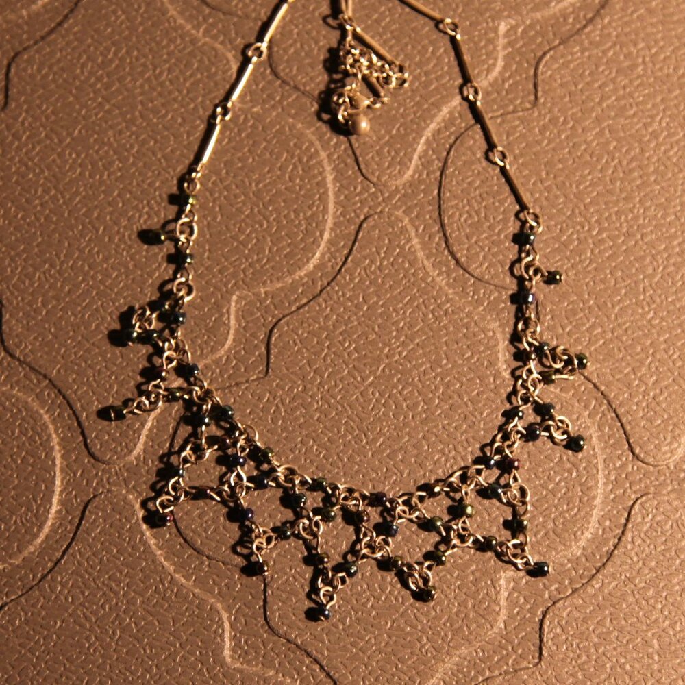Vintage Le Chateau glass bead carnival droplet necklace